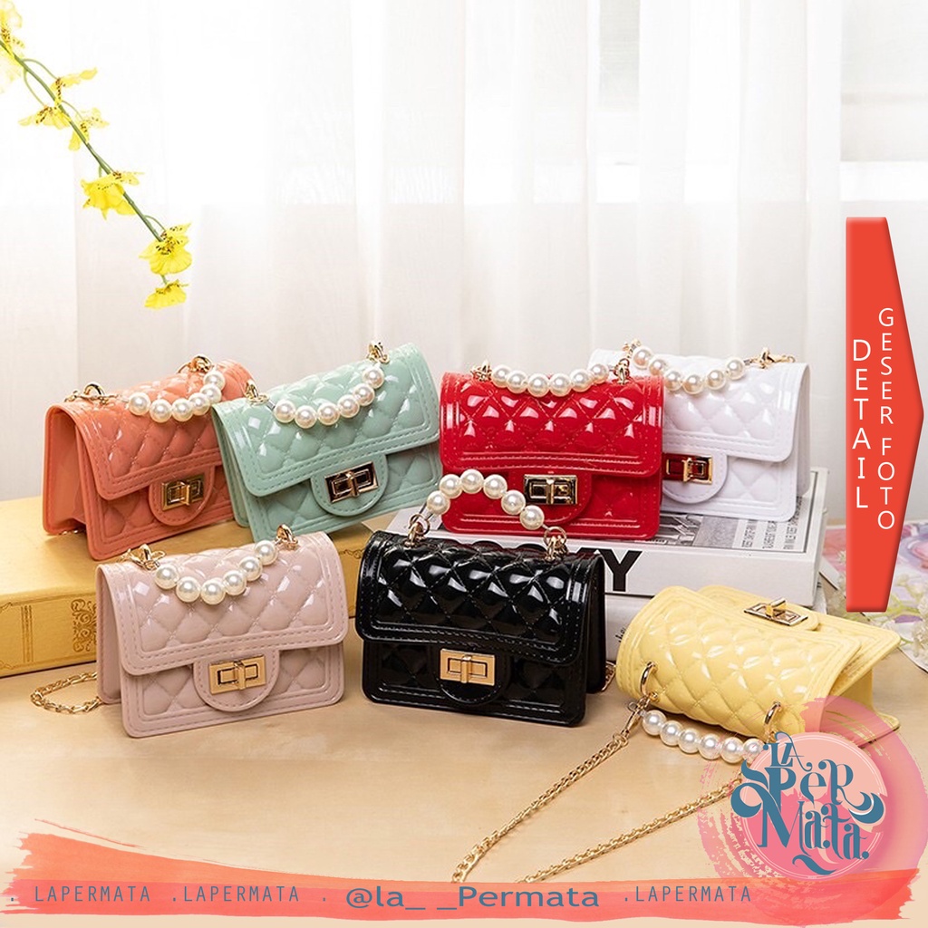 Tas Slingbag JELLY MINI Handle MUTIARA Tas Selempang Mini Mutiara - LPM Shop