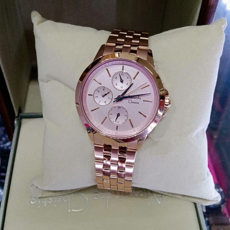 Jam Tangan Alexander Christie Wanita Rosegold Pink ac2929 Original