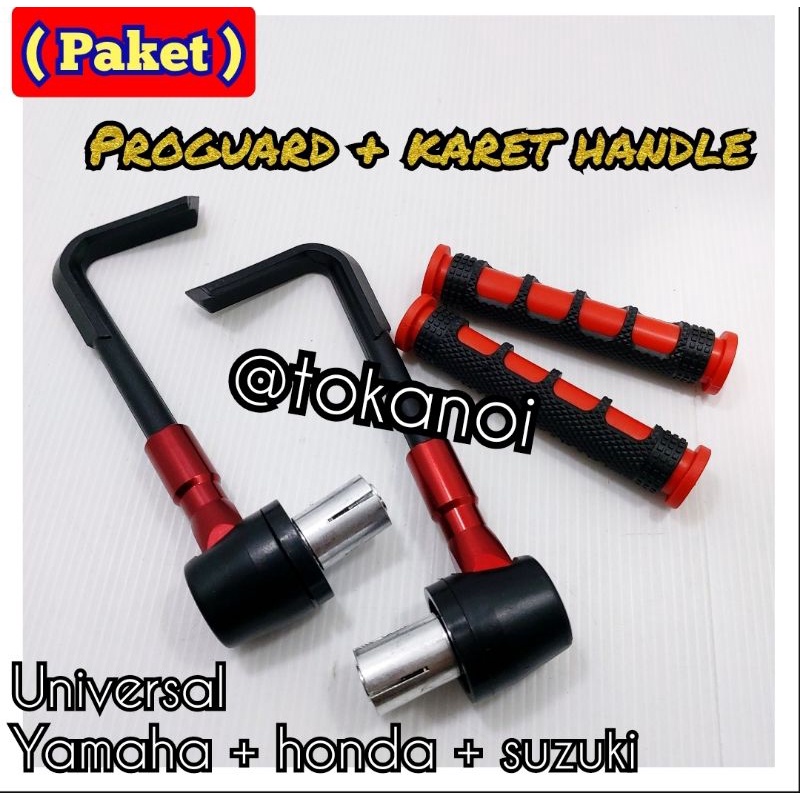 Proguard L Plastik Handguard Pelindung Tangan Universal dan karet handle rem_Red