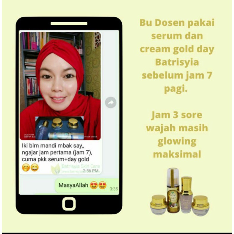 Day Night cream Gold series Batrisyia Herbal glowing anti aging untuk mencerahkan mengangkat merkuri dalam kulit