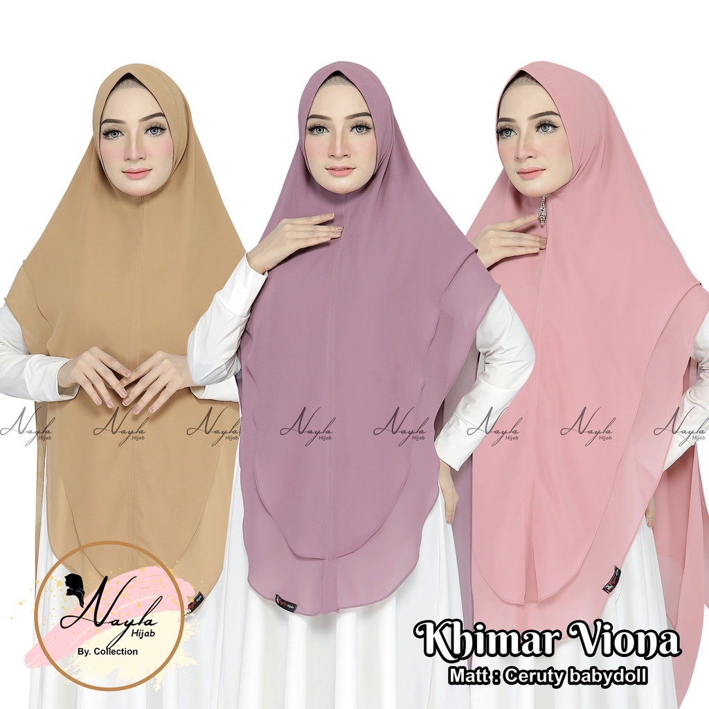 Khimar Syar'i 2Layer Viona Ceruty BabyDoll Kerudung Khimar Oval 2 Layer Jilbab Jumbo Terbaru Nayla Hija'b