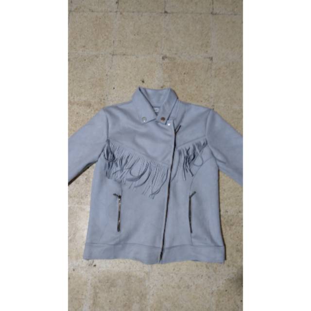 Preloved jaket suede rumbai