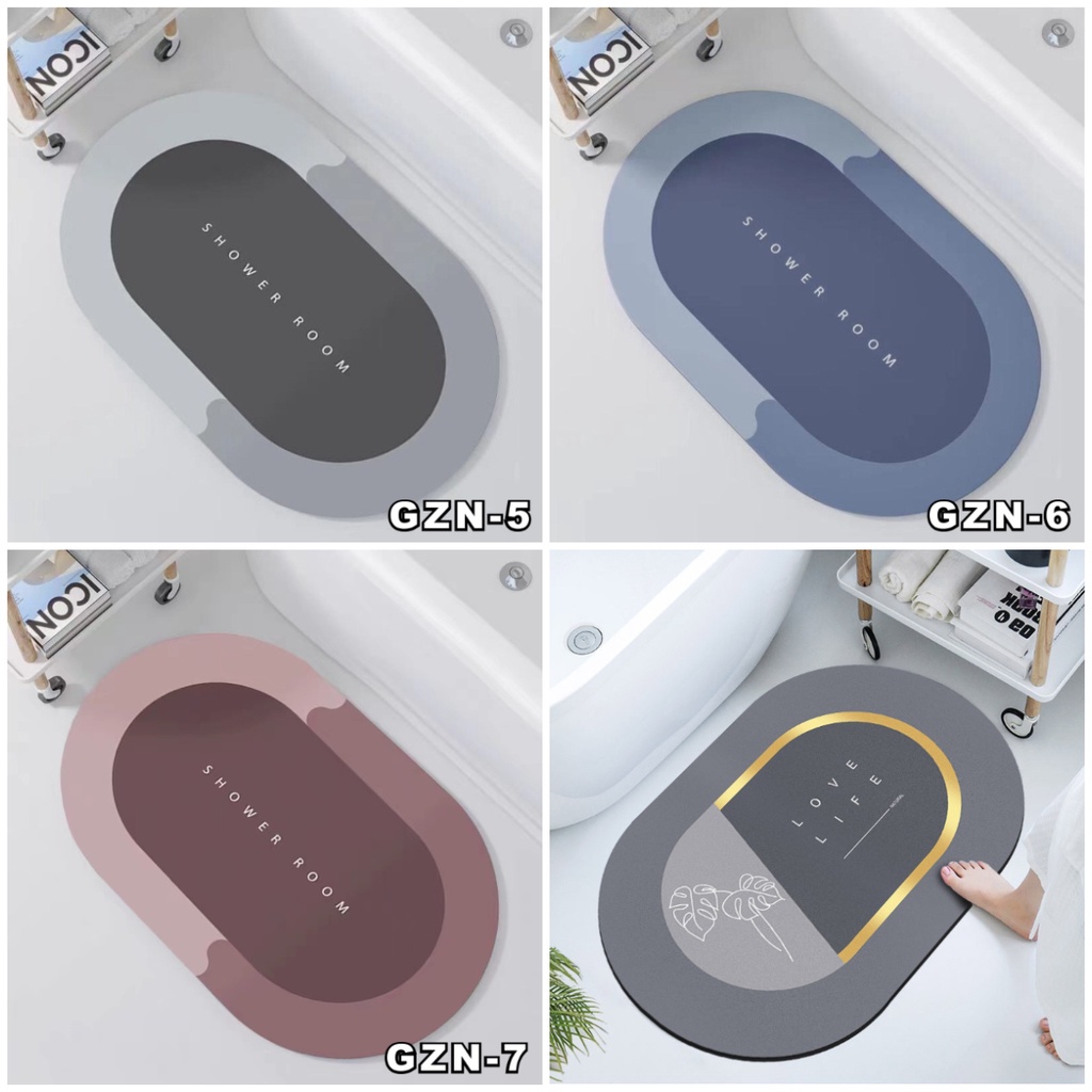 Keset Kamar Mandi Diatomite Bundar Serap Air Keset Kaki Anti Bau Nyerap Air Anti Bakteri Keset Kamar Mandi Anti Slip