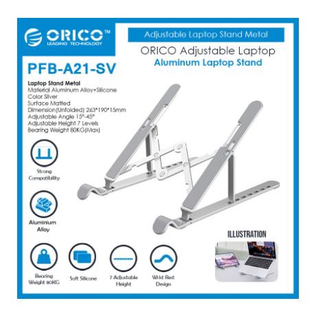 Laptop ipad tab macbook stand holder orico aluminum foldable adjustable anti slip portable pfb-a21