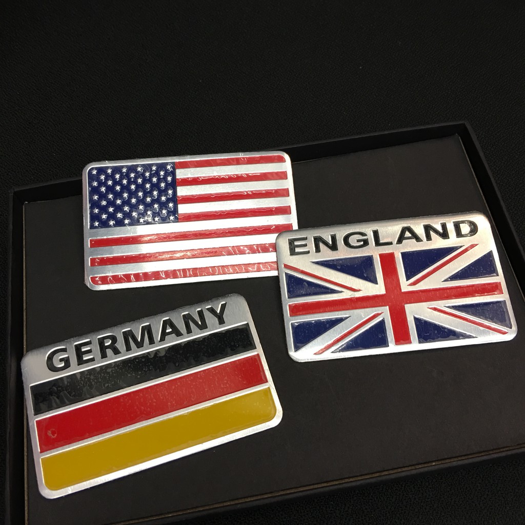 Tempelan Stiker Emblem Mobil Flag BENDERA PERSEGI Germany England Italy Australia France America