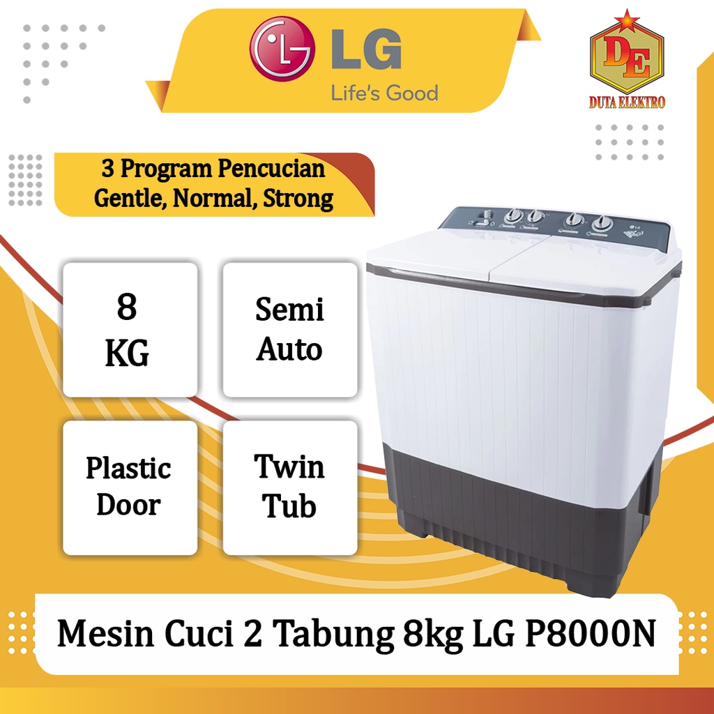 Mesin Cuci 2 Tabung 8kg LG P 8000 N