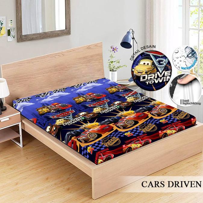 MONALISA Sprei Waterproof 180x200 - anti ompol air water proof Paus Rainbow  Rainbow Dinosaurus Rocket Galaxy180 SP-C*rs Driven - WP