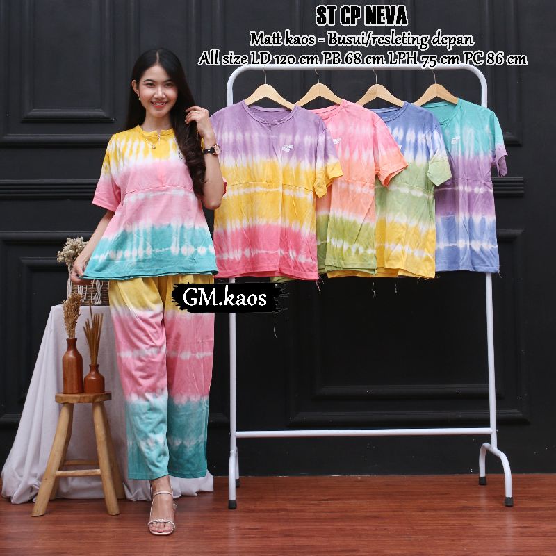 Setelan panjang jumbo busui bahan kaos adem