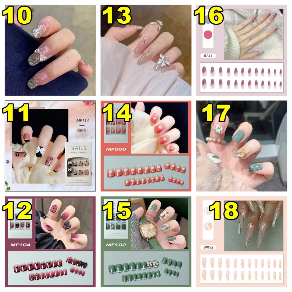 stiker kuku palsu anti nail air 3d imlek kuku palsu murah pengantin panjang pendek anak bening polos wedding kaki manikur set nail sticker art