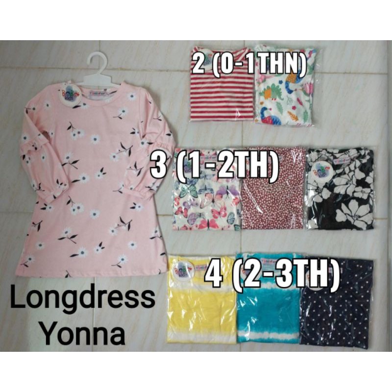 NFR✨LONGDRESS YONNA Dress Tunik Gamis Tangan Panjang Anak Perempuan 0-3thn