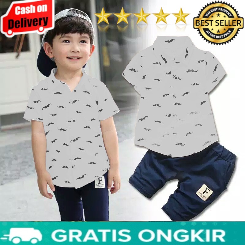 VISION ONLINE-MISLEM KUMIS KIDS / SETELAN BAJU ANAK LAKI LAKI 3-4 TAHUN/SETELAN BAJU KAOS ANAK COWOK