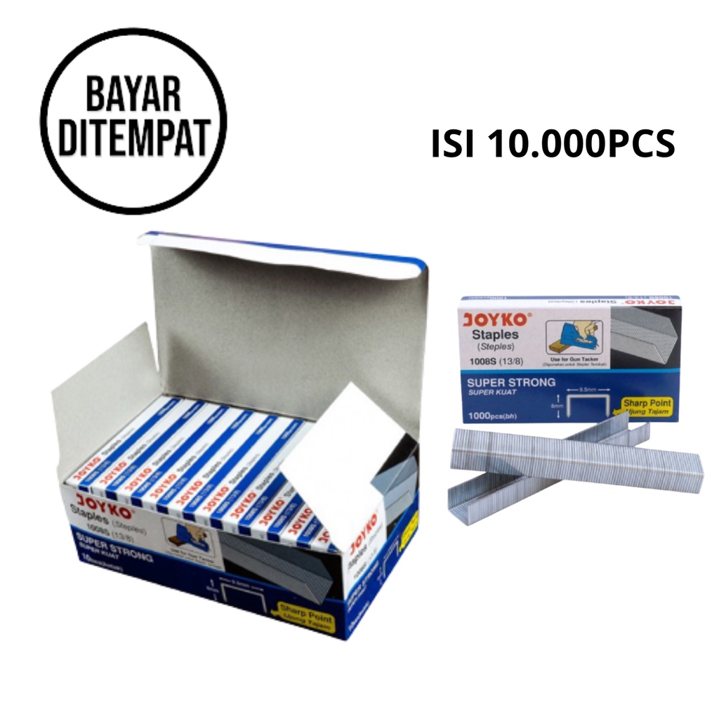 

BWDO Isi Gun Tacker 1 Box Isi 10.000 Refill Streples Tembak Ukuran 13/8 Staples Joyko Stepler