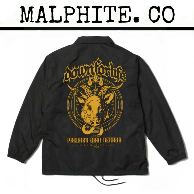 Coach Jacket Down For Life Pasukan Babi Neraka Windbreaker Motif Logo Band Musik Lokal Merch Metal P