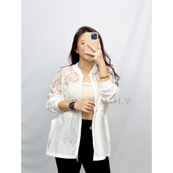 MDLV ~ 6042# Miura Drawstring Jacket Lace Outer Daisy Lace Premium Fashion Import