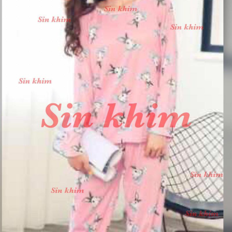 BAJU TIDUR WANITA DEWASA/PIYAMA RENDA PP/BAJU TIDUR IMPORT MURAH-Pp kelinci pink