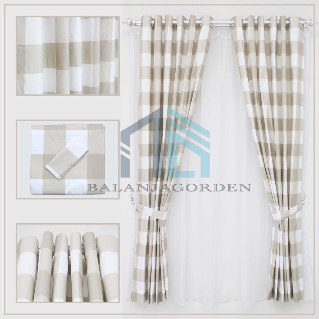 Gorden Minimalis Smokring Katun Gorden Jendela Gorden Pintu Ukuran T200cm &amp; T150cm
