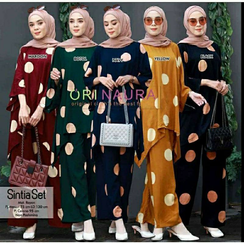ORI NAURA SET WAKA RAYON PREMIUM SET SINTYA TIEDYE MOTIF POLKA