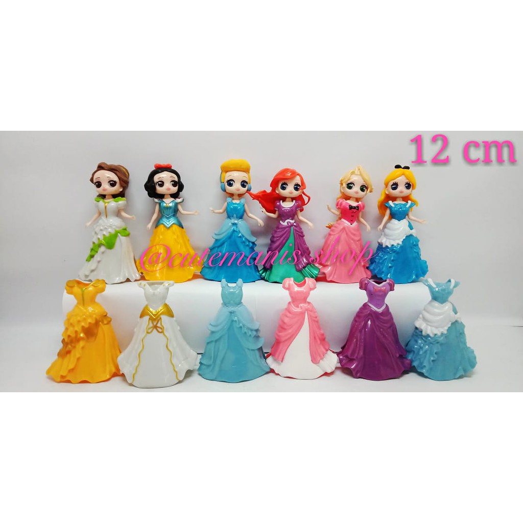 Mainan Figure Princess Ariel Ganti Baju /Topper Kue Cake Set Isi 6