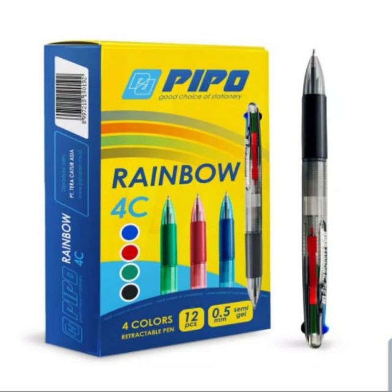 

Pulpen Gel Pipo Rainbow 4C 4 Warna