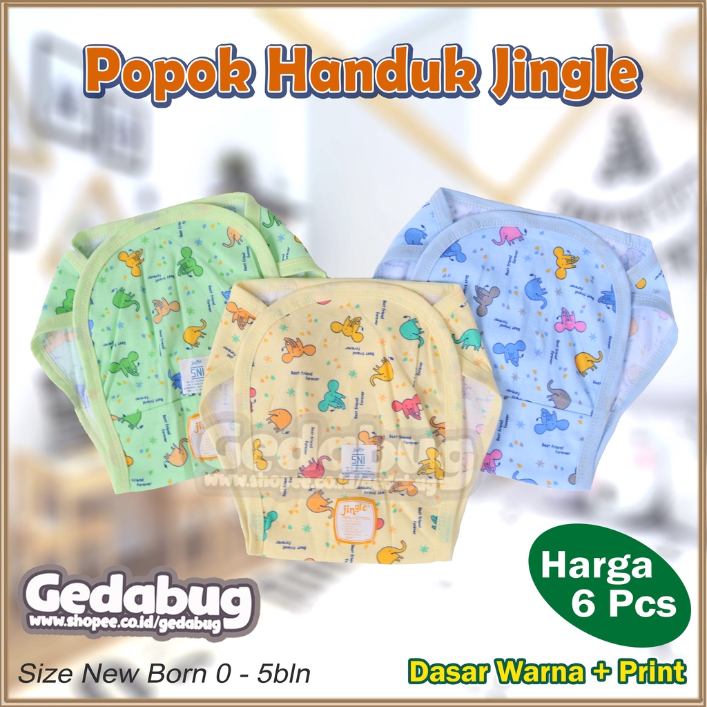 ( 6 Pcs ) Popok Bayi Jingle Warna &amp; Motif Print | Pelengkapan bayi New Born