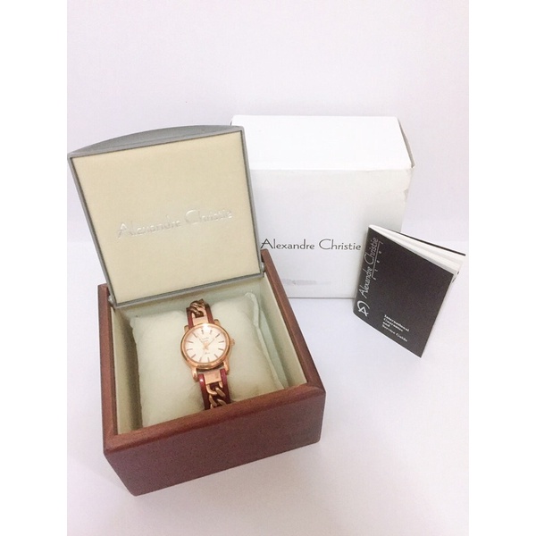 Jam Tangan ORIGINAL Alexandre Christie warna Merah dengan Gold Chain