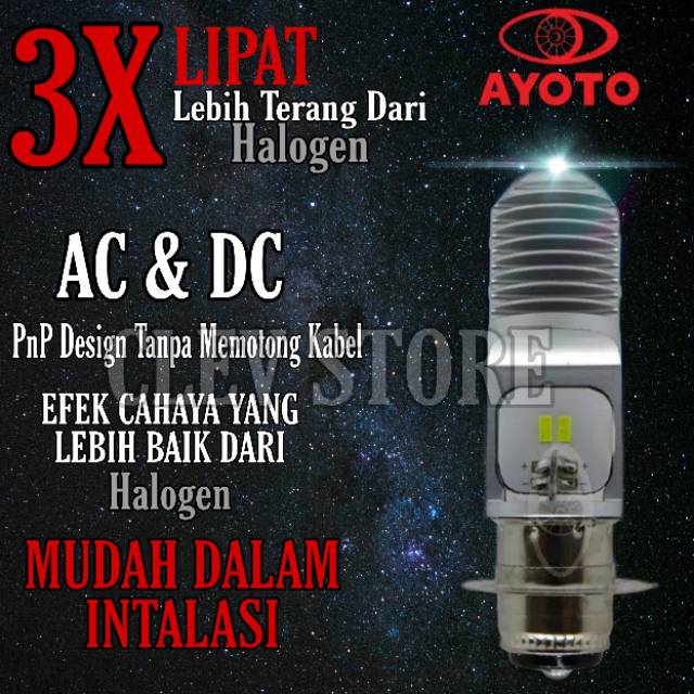 LAMPU LED motor AYOTO M2A PRO H6 AC &amp; DC motor matic / bebek