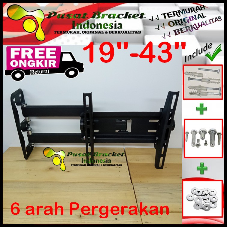 Bracket Tv 14&quot;-43&quot; Model Swifle lengan Cocok semua Merk TV