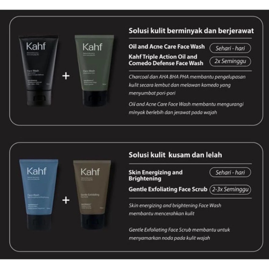 ⭐BAGUS⭐ KAHF All Produk | Facial Wash 100 Scrub | Deodorant