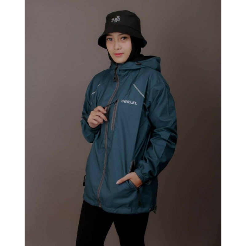 Jaket Parasut Wanita Waterproof Anti Air Original The Bojiel (CHEST) / Jaket Cewek-PetroL