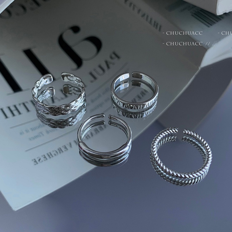 Set Cincin Desain Papan Catur Hati Warna Silver Untuk Wanita