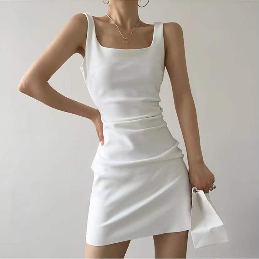 【LIVIAHOME】Livia Style Sleeveless Vest Dress Ladies Casual Sport Mini Bodycon Dress 2421(S/M/L)