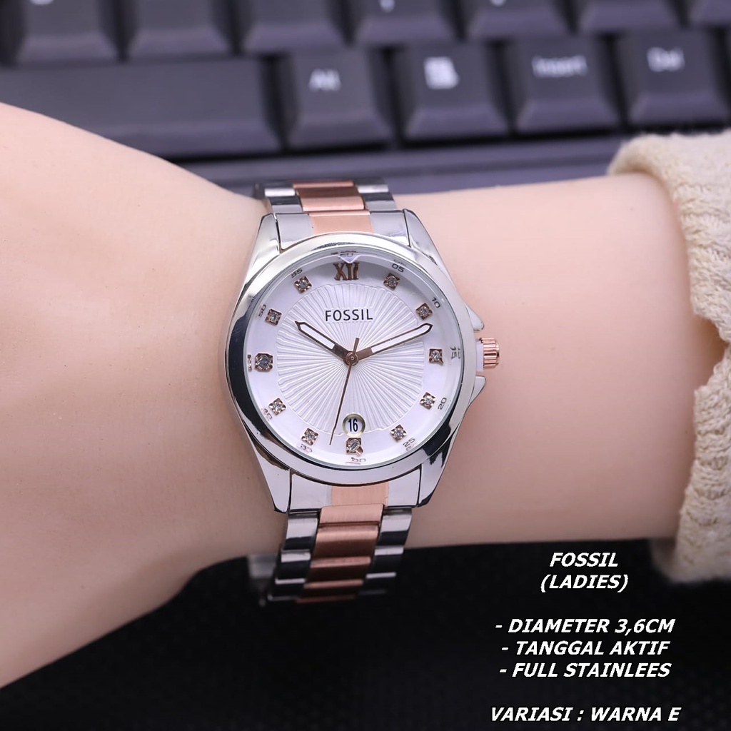 JAM TANGAN WANITA FASHION RANTAI BODY BULAT TANGGAL AKTIF