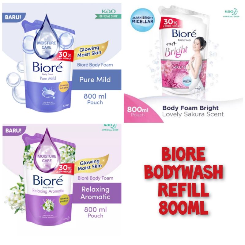 BIORE Body Wash Relaxing Aromatic / Lovely Sakura / Pure Mild 800ml