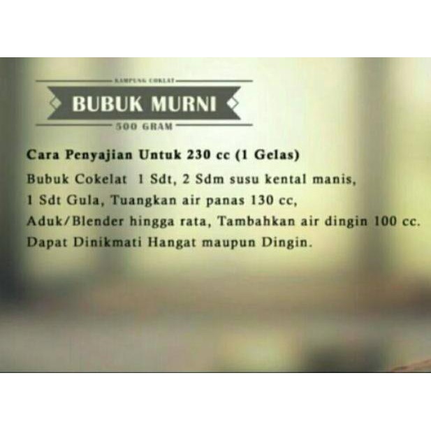 

⇾ BUBUK COKLAT MURNI 500 G (kampung coklat blitar) ャ