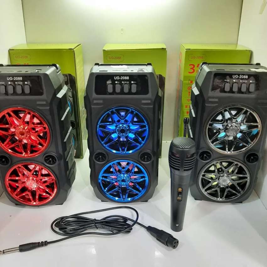 PAKET speaker super bass Bluetooth Fleco F UG 2088 speaker terbaru dan cangih + MIC KARAOKE PROMO