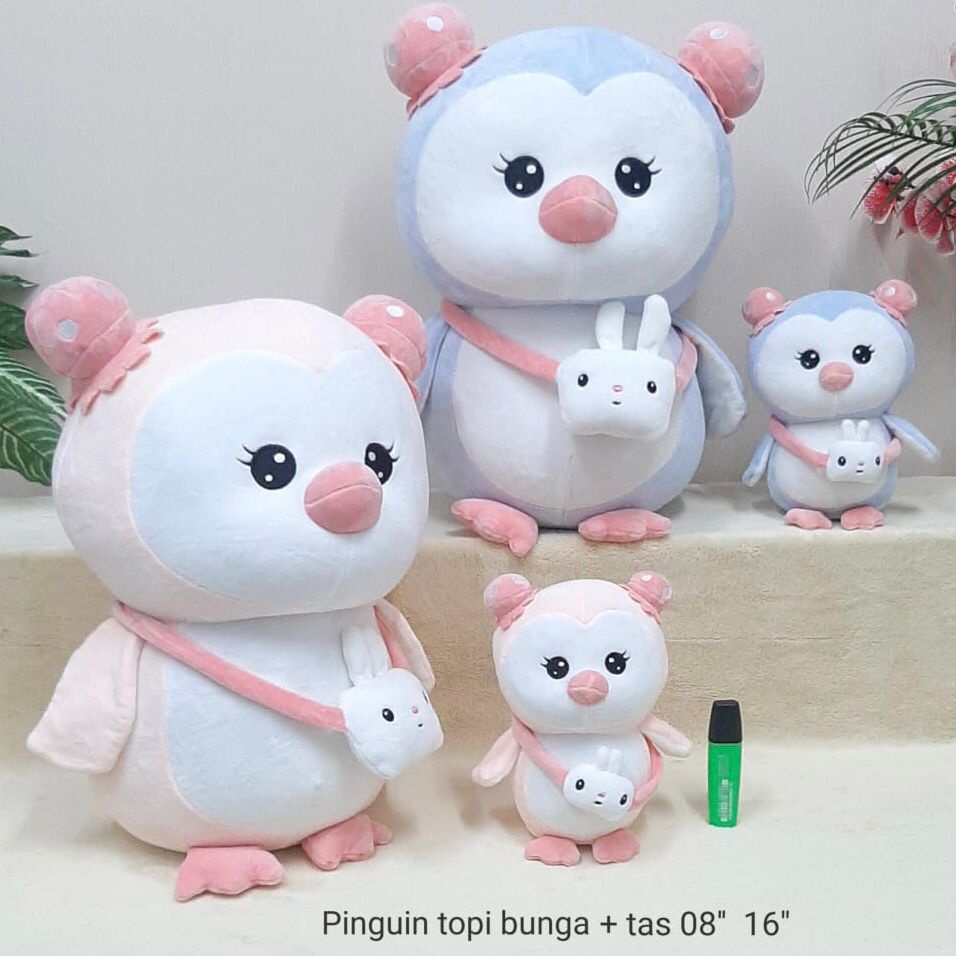 Boneka Pinguin Topi Bunga Tas Slempang Kelinci Animal Safari