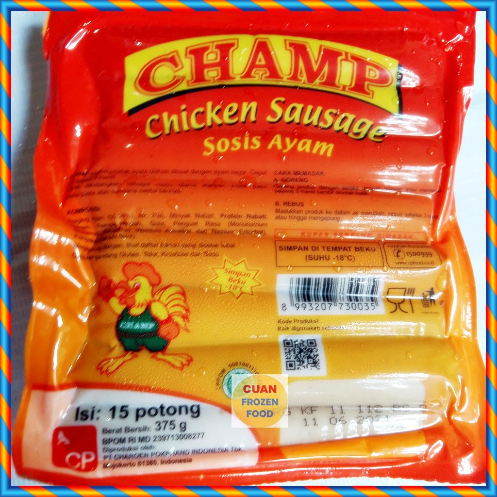 

CHAMP SOSIS AYAM 375Gr CHICKEN SAUSAGE FROZEN FOOD