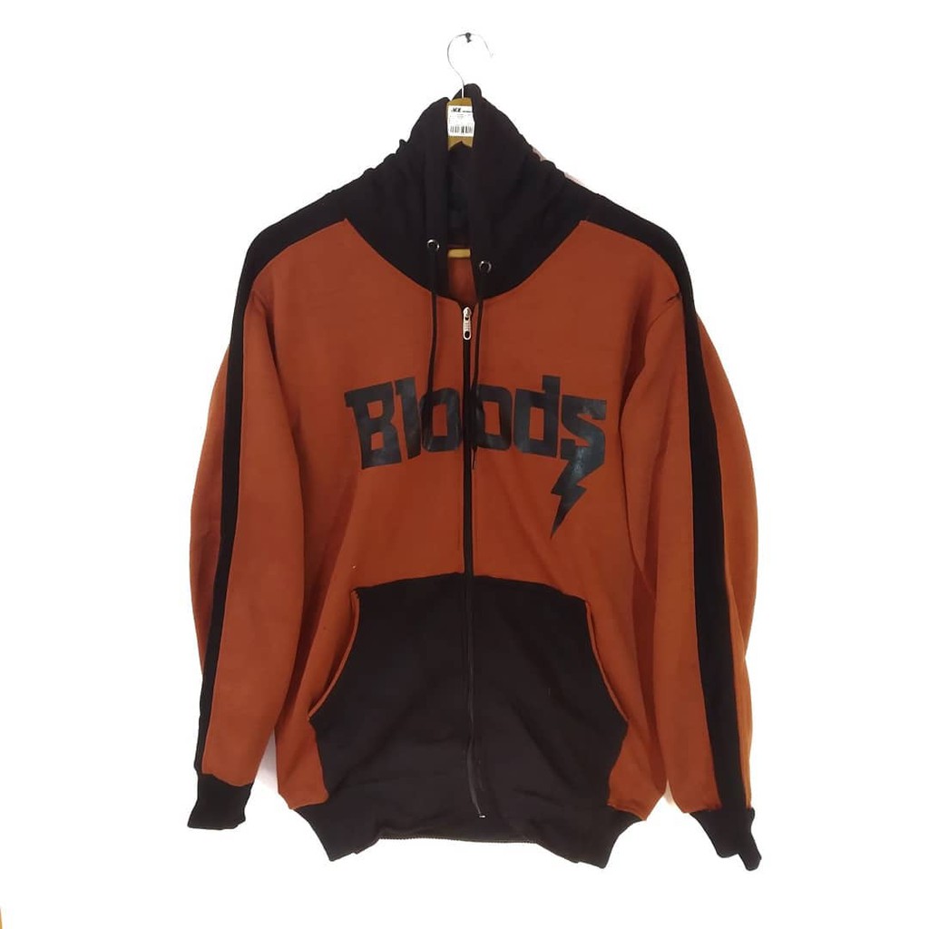 Jaket Sweater Zippper Hoodie Bloods Orange Hitam
