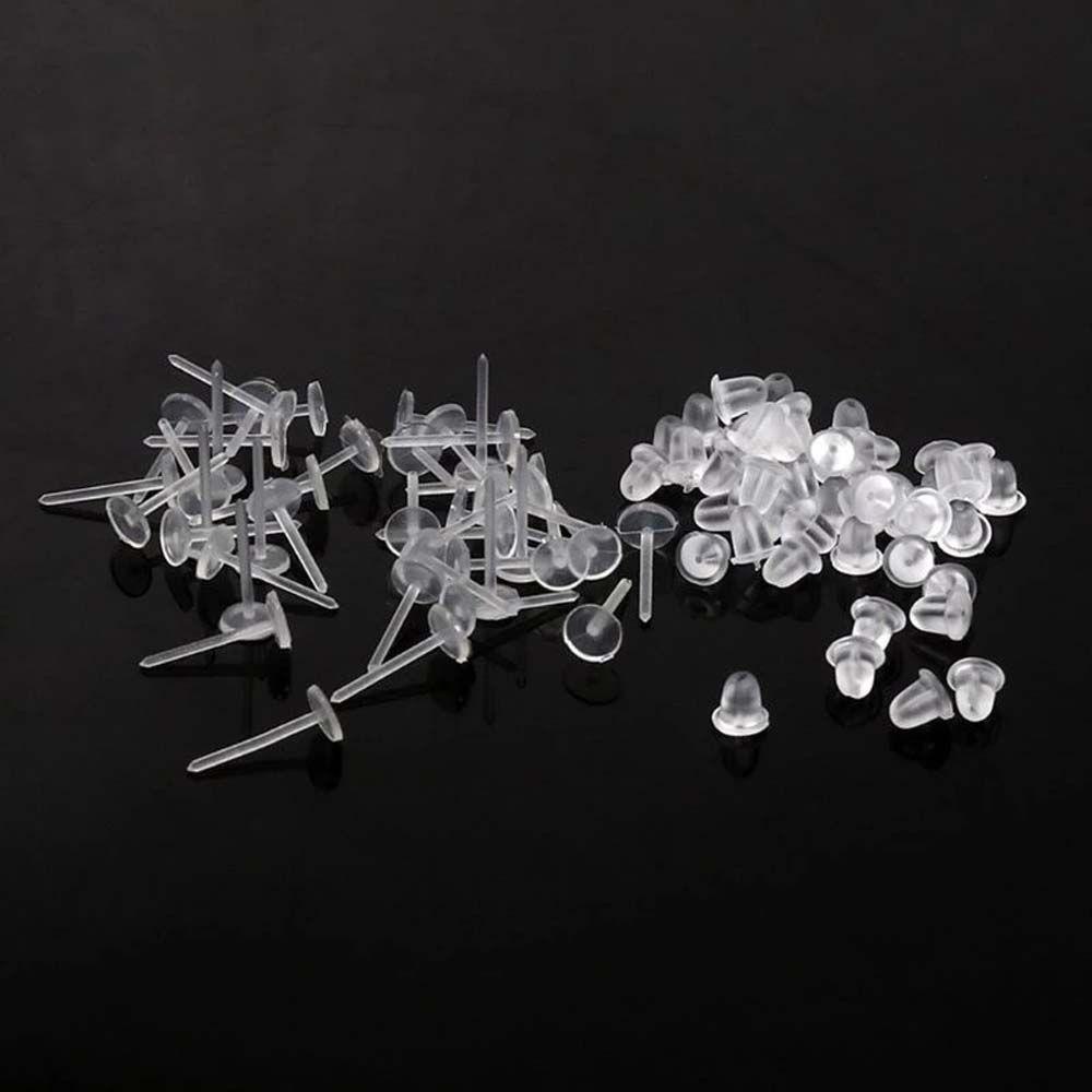 50 Pcs / Pak Anting Stud Pengganti Bahan Plastik Transparan Anti Alergi Untuk Membuat Perhiasan