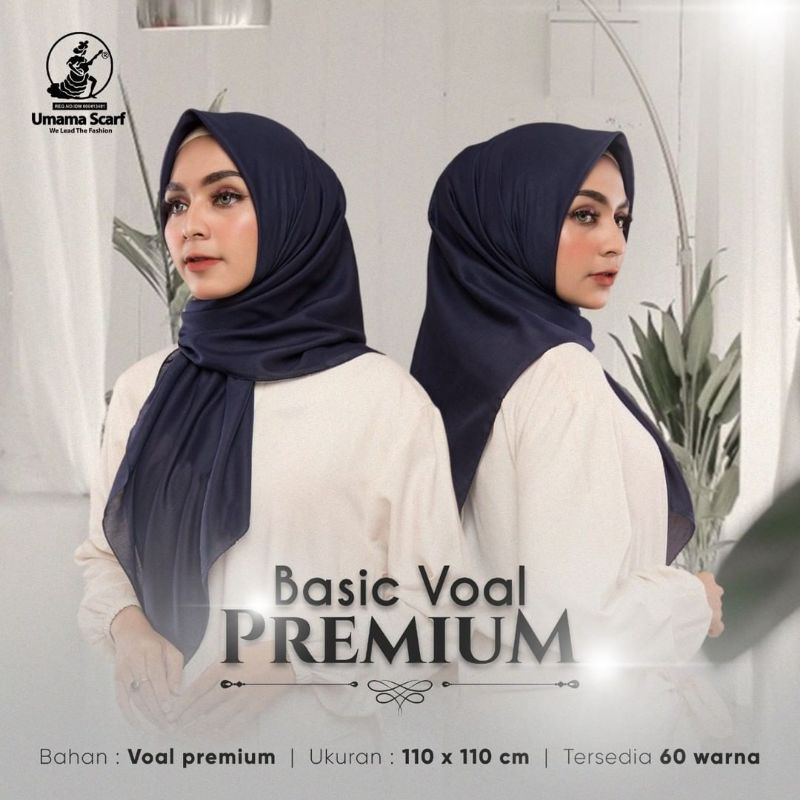 Basic Voal Umama Ori - GARANSI -  Jilbab Hijab Segi empat Polos Bahan Voal - Warna Hitam Putih Coklat Pramuka Hijab kerudung jilbab untuk anak sekolah SMP SMA SD Basic Voal By Umama Murah Grosir Original