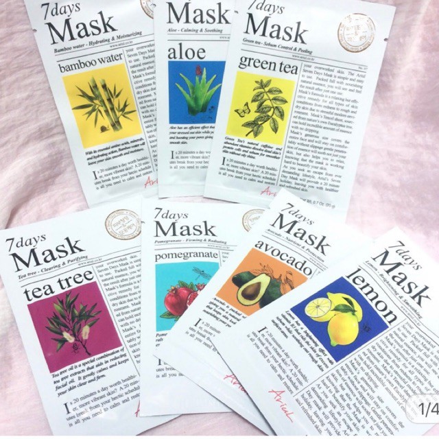 [BPOM] ARIUL 7 DAYS PLUS &amp; NEW SERIES MASK | Sheet Mask Masker Wajah | Korea Tea Tree Lemon