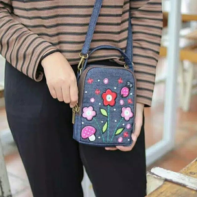 MUDAGAYA NEW SIMPLY Tas Selempang Wanita Pouch Kanvas Handmade