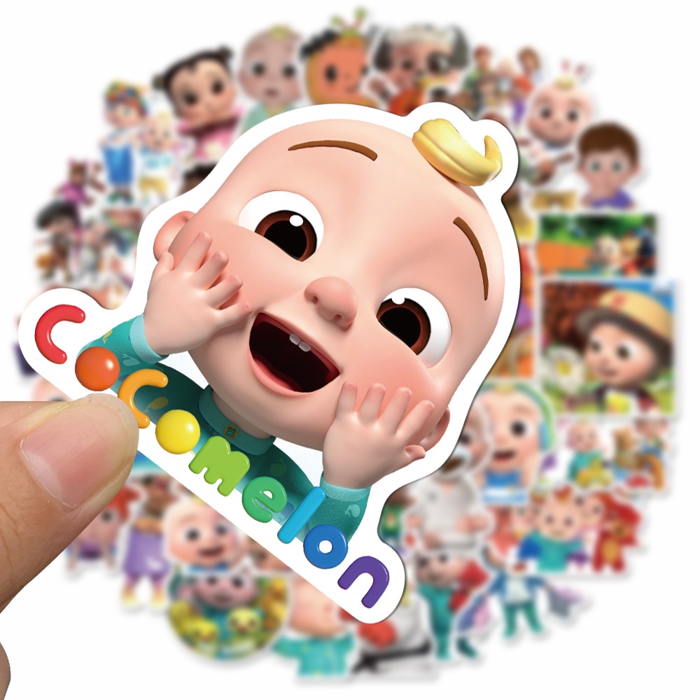 50pcs Stiker Cocomelon 2 Kartun Anti Air Untuk Edukasi Anak