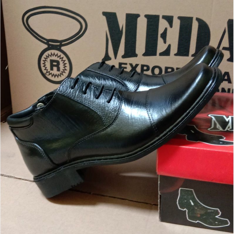 SEPATU KULIT MOTIF KAYU PDH PRIA SEMI BOOTS POLRI/TNI/SECURITY/KERJA/DINAS/KANTOR