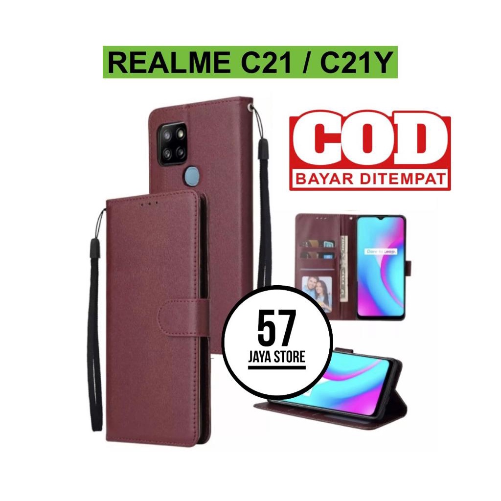 Flip Case realme C21 / C21Y Flip Dompet Casing HP Wallet Leather cover