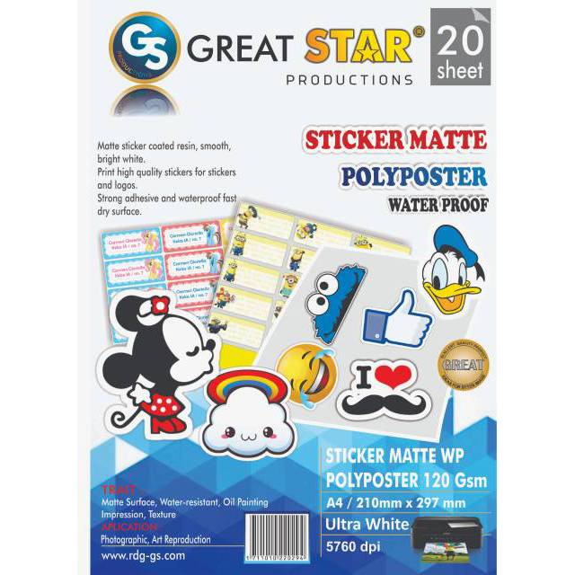 STICKER MATTE POLYPOSTER WP PLASTIK(ANTI AIR/WATER PROFF)A4/20-1