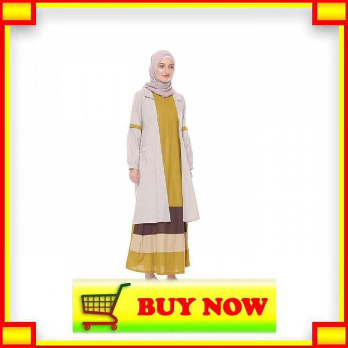 AP762 Dress Gamis Wanita Remaja Muslim Katun Lunan Go LG 750 Broken Wh