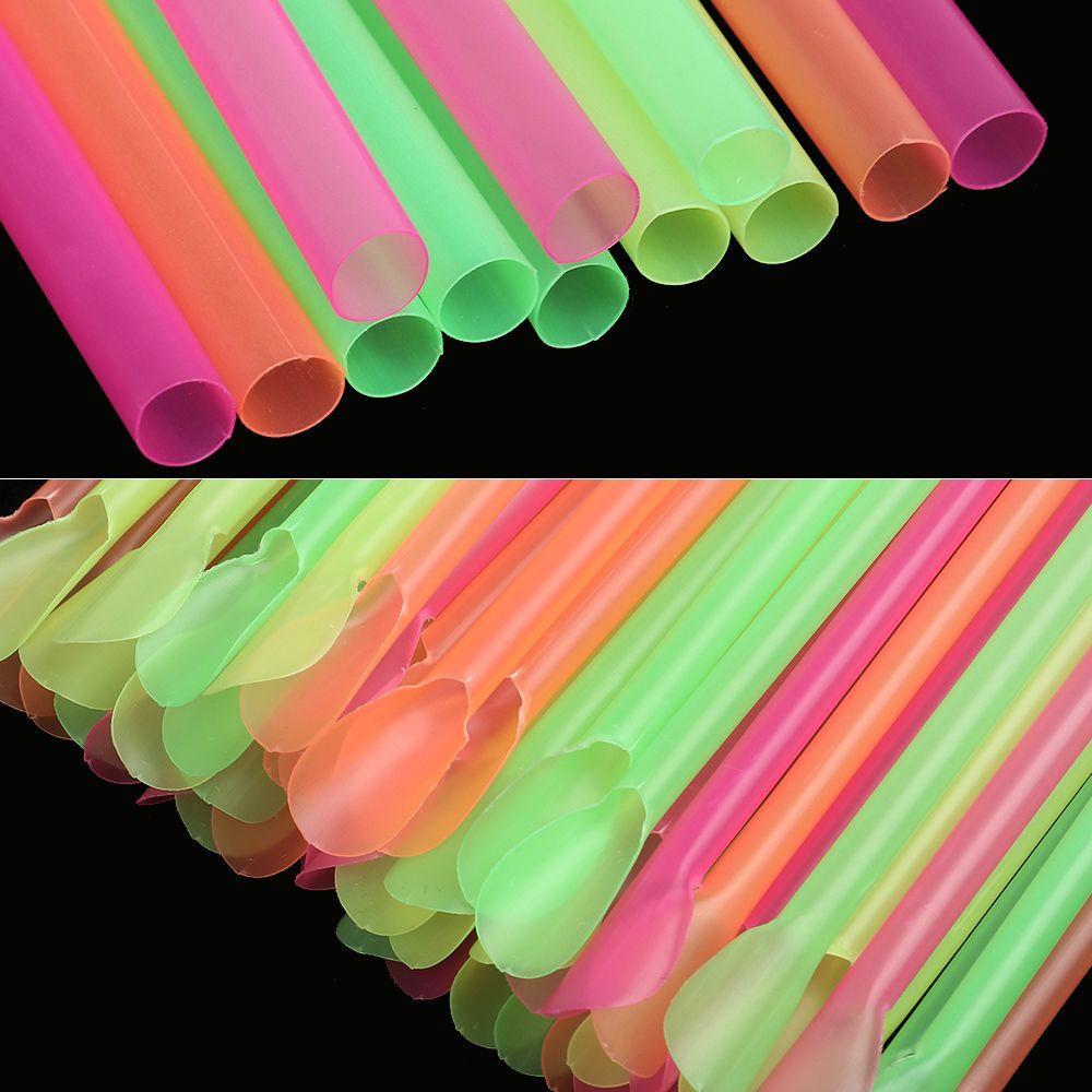 R-FLOWER Sendok Sedotan Sekali Pakai Straight Straw Creative Soft 100PCS