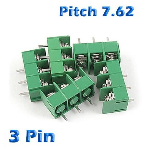 Terminal PCB Blok Block Pitch Hijau 7.62 mm 3 Pin Skrup Screw PCB Blok 3P Pole Green Konektor Kabel