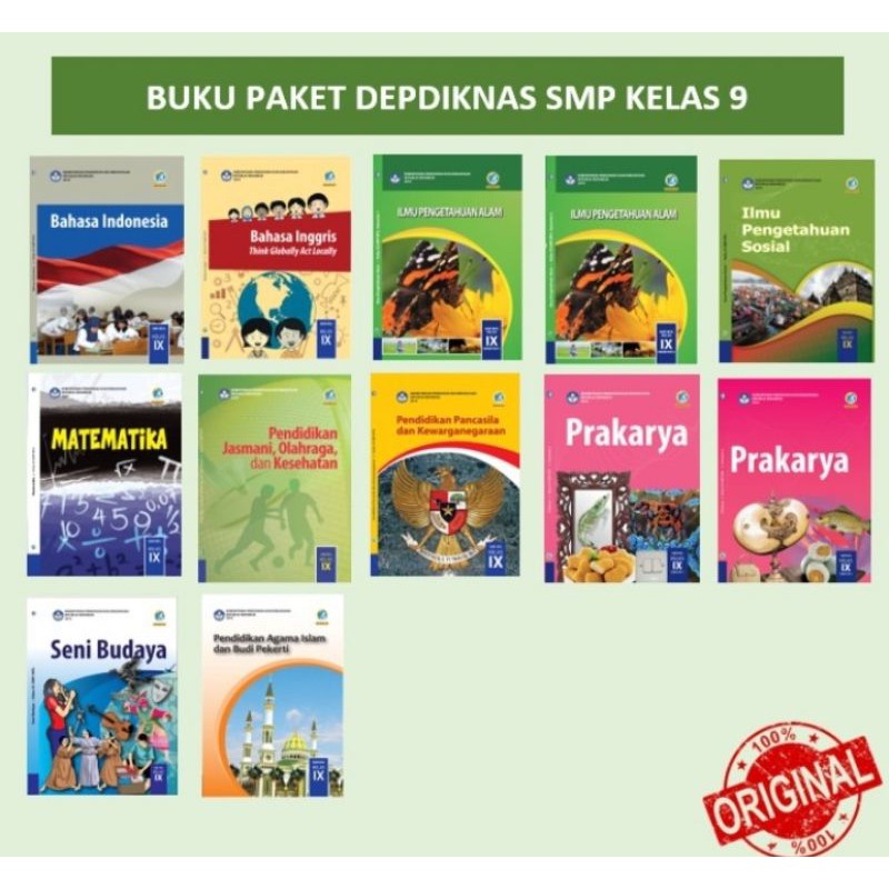 Harga satuan buku siswa dikbud k13 smp kelas 9 semester 1 dan 2 edisi revisi 2018